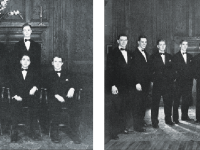 The Debate Council (left) and the Maiyeros (right) pose for a photo in the 1950 edition of The Brief, Choate’s yearbook.