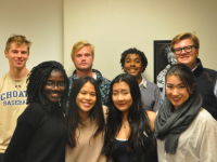 Elected Sixth Form Student Council members and appointed Secretary Audrey Sze ’17 (front row, second from the right) pose for a photo after their meeting.