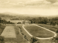 This engraving depicts the original plan for the placement of Memorial House, a mirror reflection of Hill House. It hangs on Dr. Curtis’s office wall.