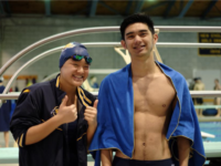 Teammates Isabelle So ’20 and Ben Zhao ’18 pose for a photo. Photo courtesy of Ross Mortensen