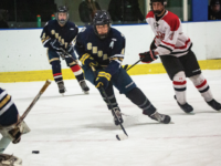 Daniel Altschuler '22 scored his first goal as a Choate hockey player last week against Hamden Hall.
Photo courtesy of Danielle Capri